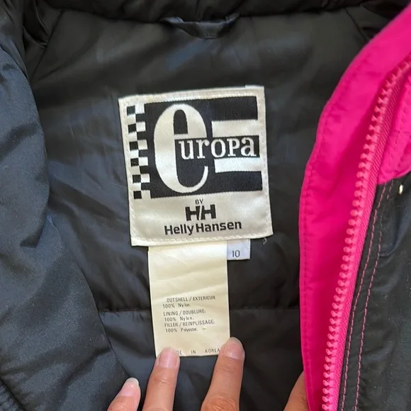 Vintage Europa by Helly Hansen Pink and Black Ski Jacket size 10/M - Picture 3 of 5